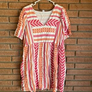 Old Navy Pink and Orange Patterned Mini Dress